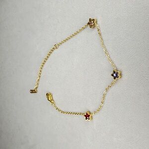 New Gold Tone Multi Color Stars Charm Bracelet #98